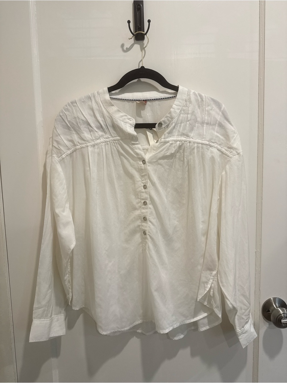 Anthropologie NWT White Cotton Peasant Blouse Boho Coastal Top M